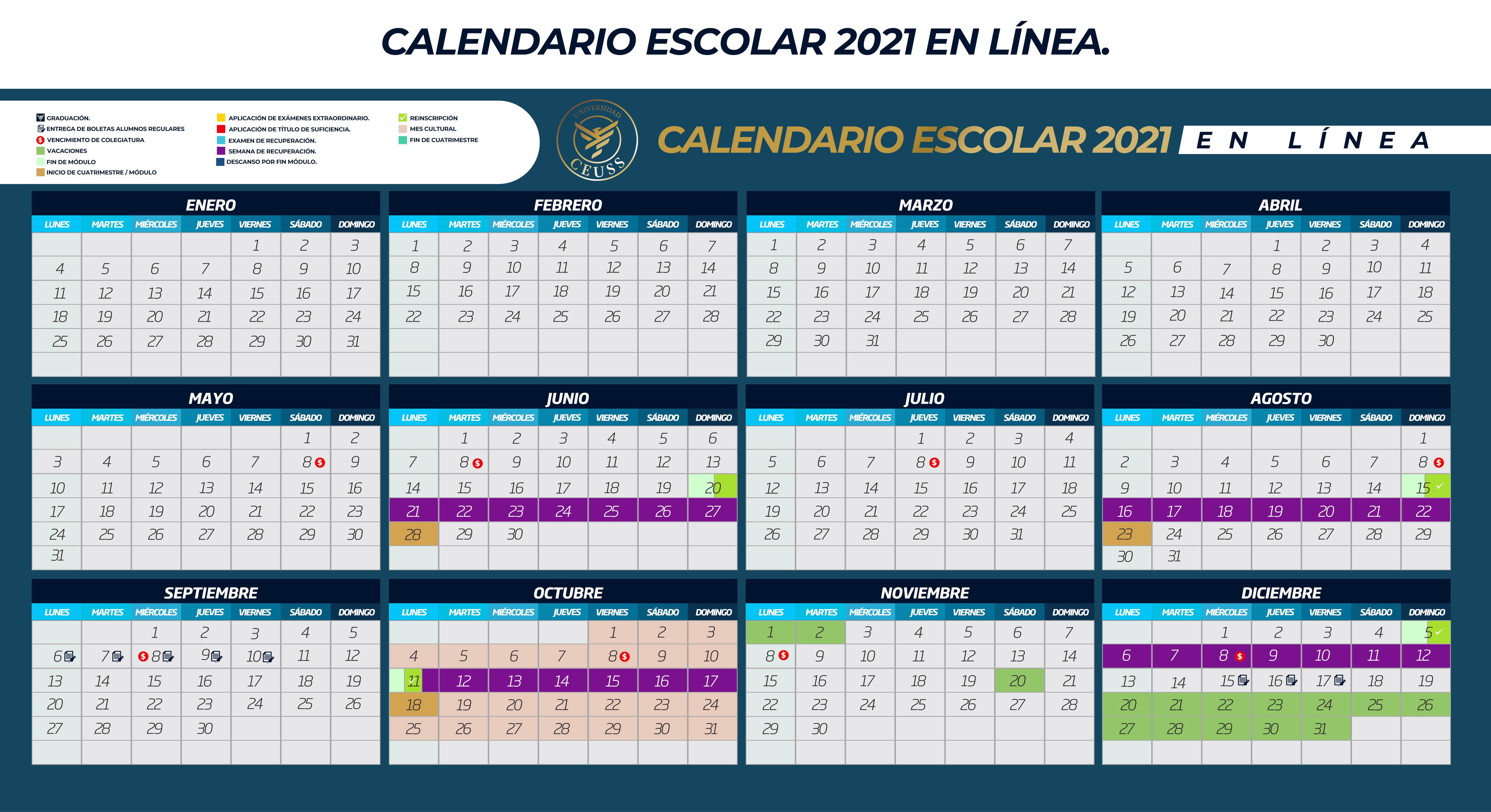 CALENDARIO ESCOLAR CEUSS EN LINEA