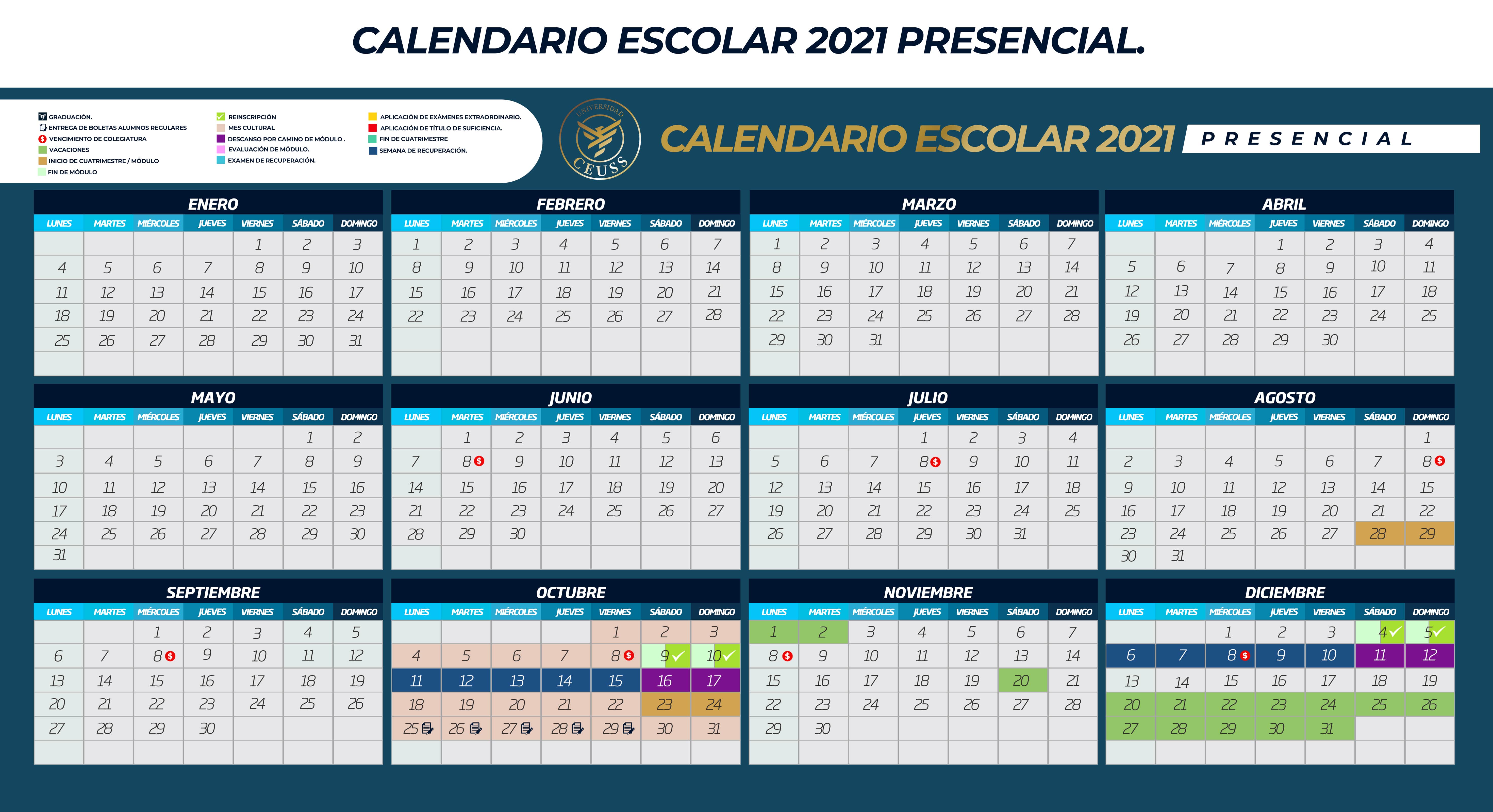 CALENDARIO ESCOLAR CEUSS PRESENCIAL